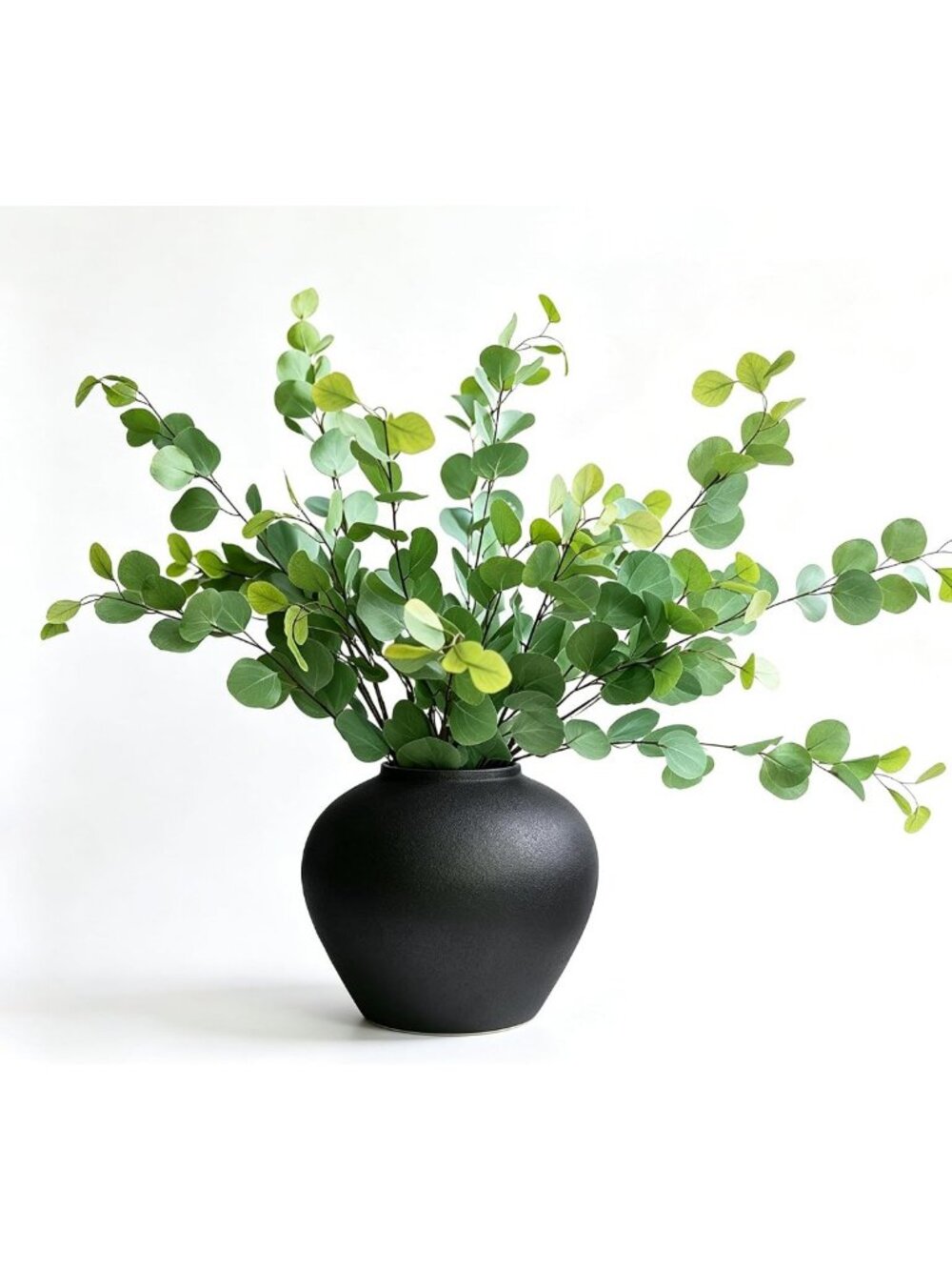 7-Inch Black Ceramic Vase - Rustic Farmhouse Flower Planter for Home Decor